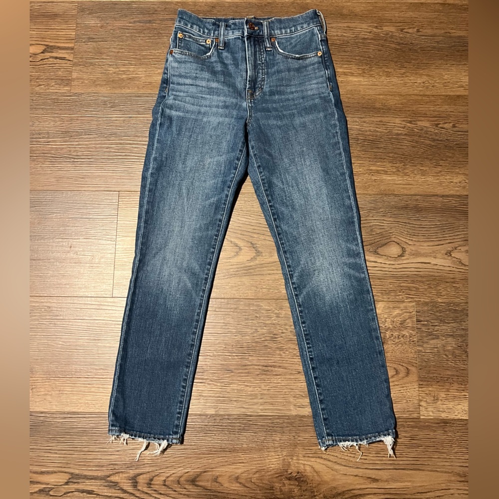 Madewell Perfect Vintage Crop Jean Dark Denim Light Distress Size 24